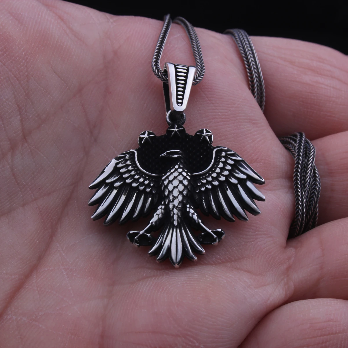 Suriye Kartal Tasarımlı Gümüş Erkek Kolye Ucu