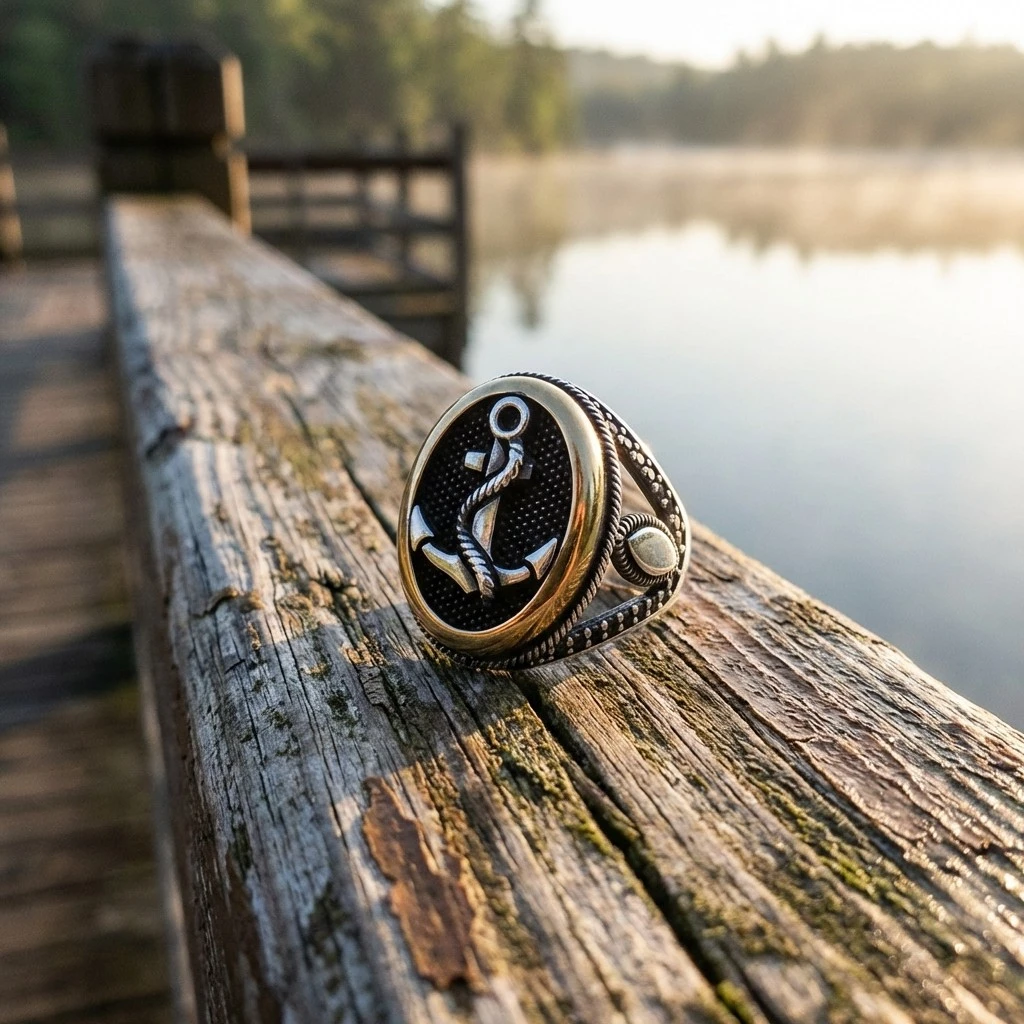 Osmanlı Tuğrası Motifli Siyah Mikro Taşlı Erkek Yüzük