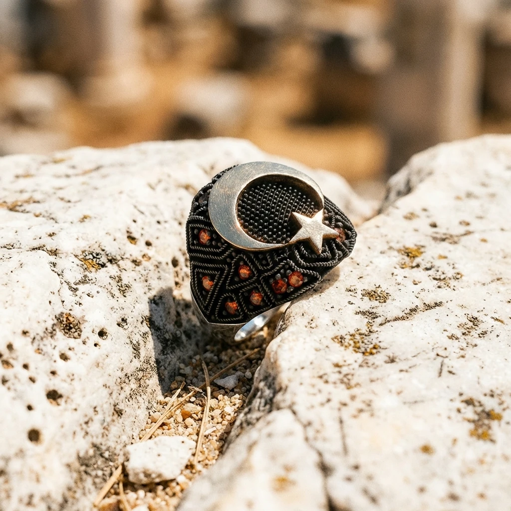 Ay Yıldız Erkek Yüzüğü