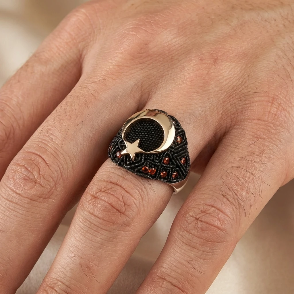 Ay Yıldız Erkek Yüzüğü