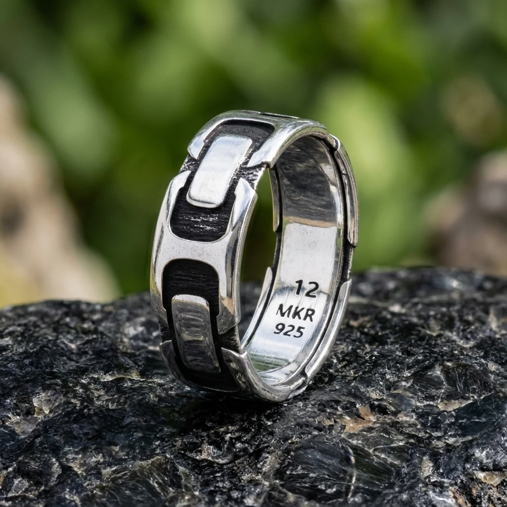 Kalın Zincir Desenli Alyans