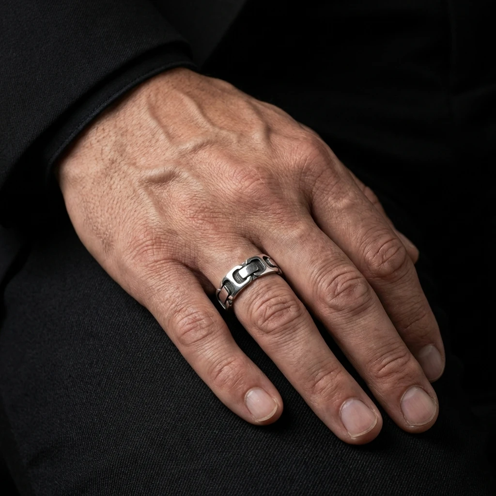 Kalın Zincir Desenli Alyans