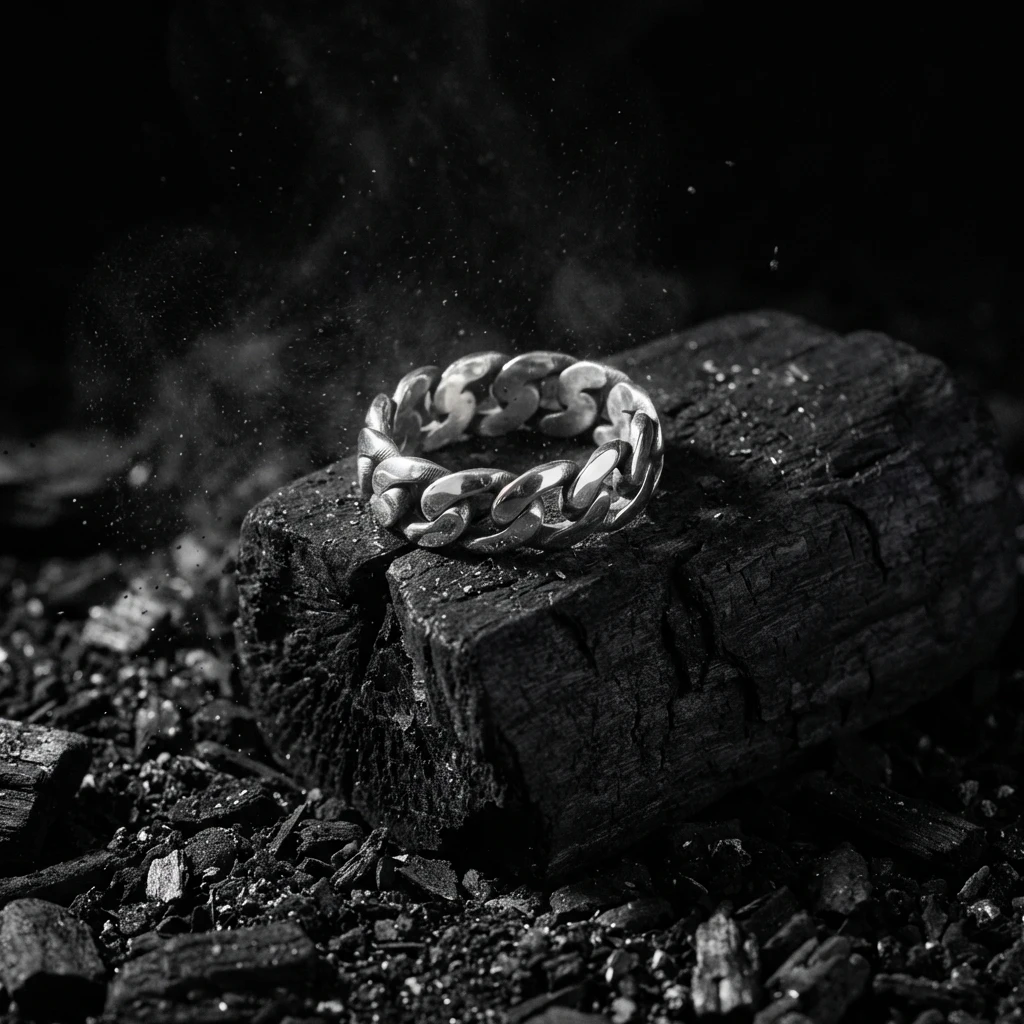 Gourmet Zincir Desenli Gümüş Alyans