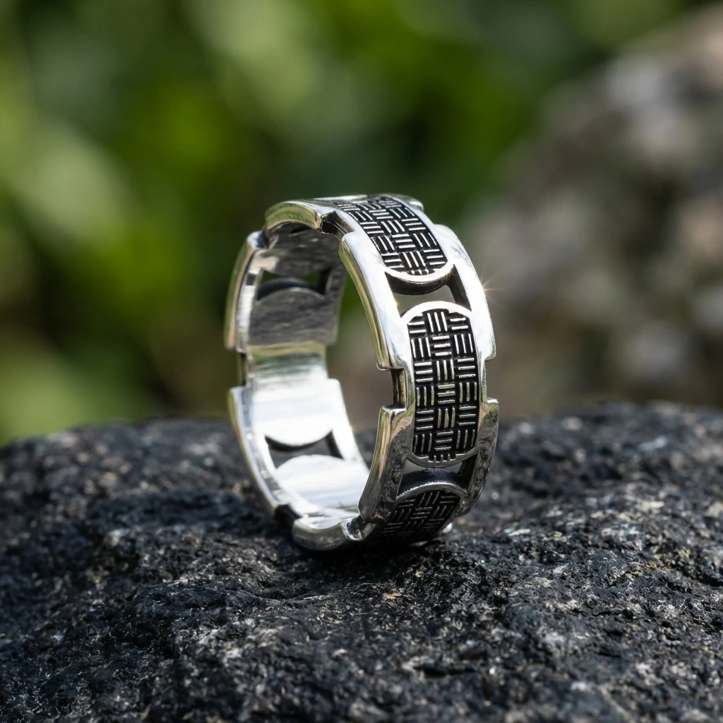 Yıldız Detaylı Balıksırtı Gümüş Alyans