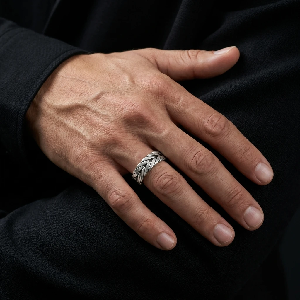 Özel Dokulu Gümüş Alyans