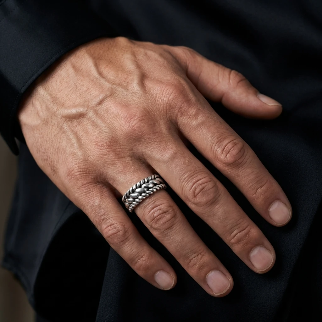 Sık Örgü Halat Desenli Alyans