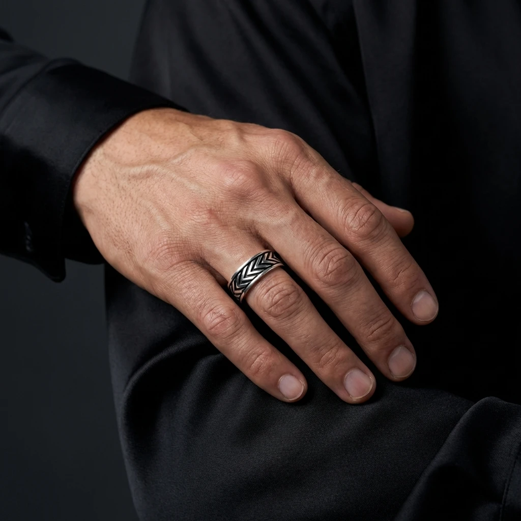 Özel Tasarım Örgü Desenli Eskitme Alyans