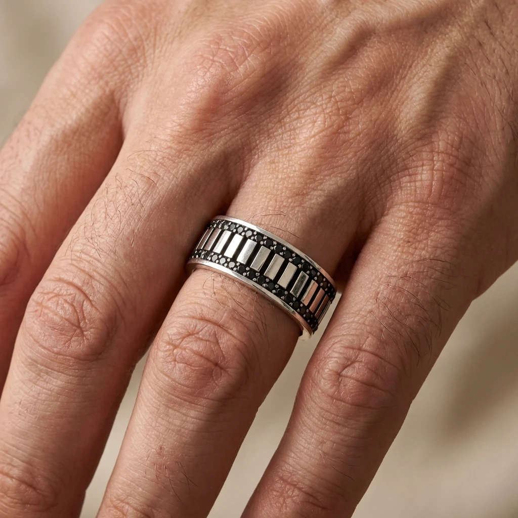 Balıksırtı Desenli Üç Sıra Alyans