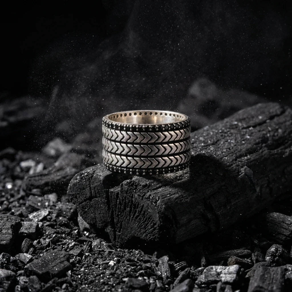 Balık Sırtı 3 Sıra Taşlı Erkek Alyans