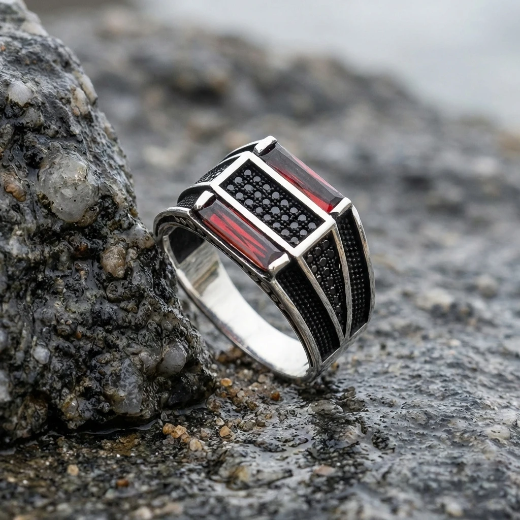 Mikro Taşlı Gümüş Yüzük