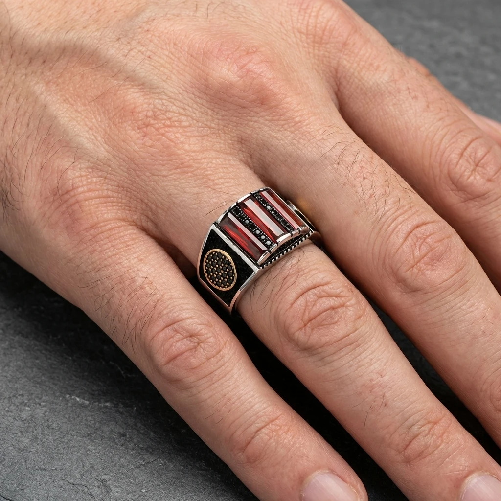 Üçlü Baget Taşlı Gümüş Yüzük