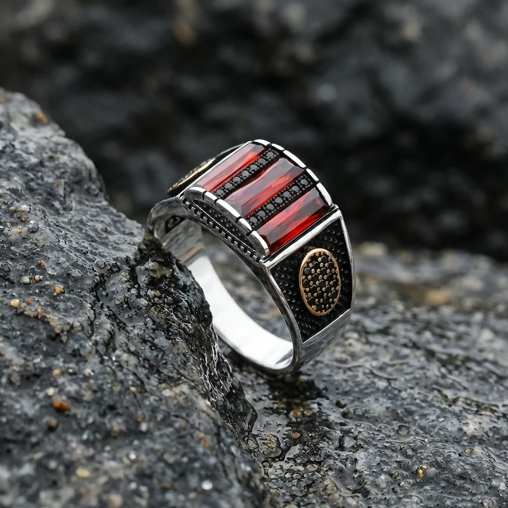 Baget Taşlı Sade Erkek Yüzüğü