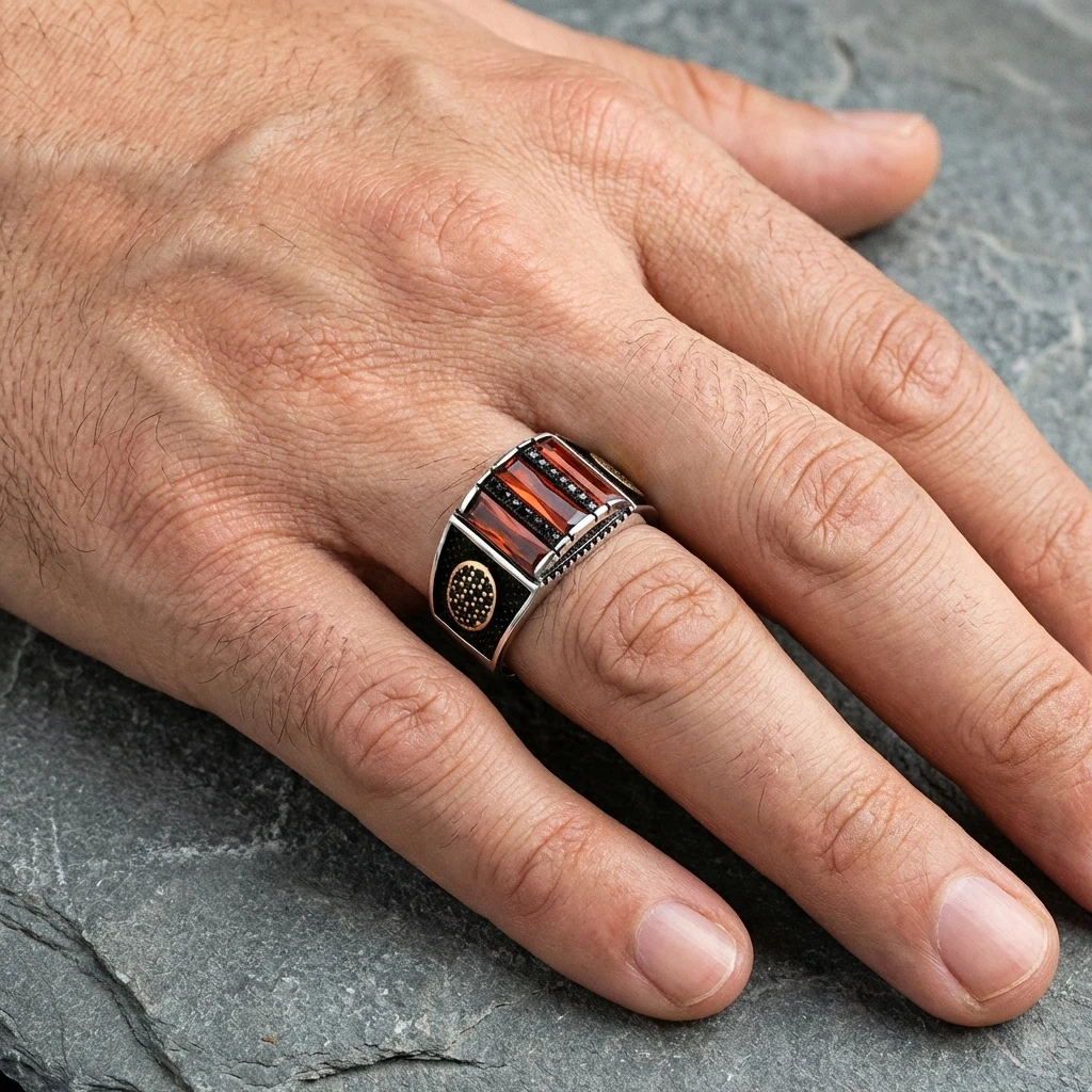 Baget Taşlı Sade Erkek Yüzüğü