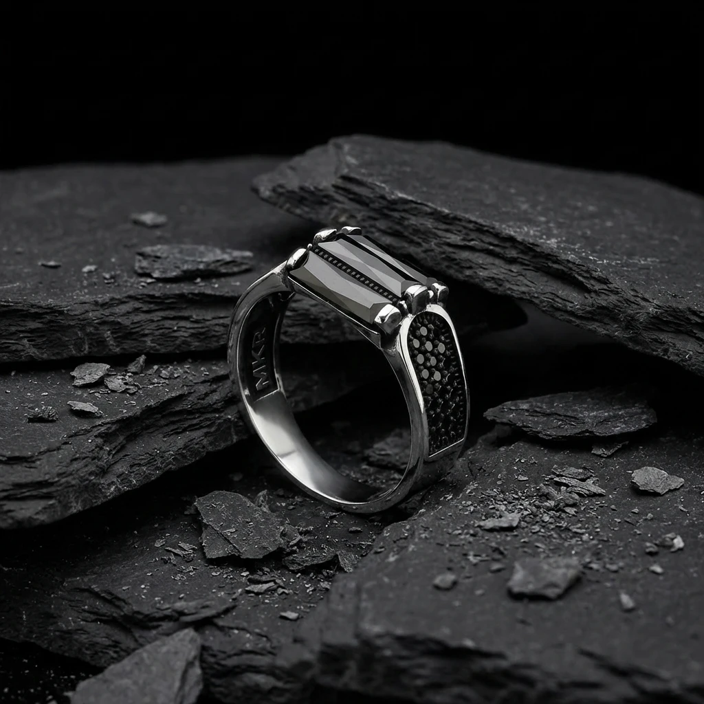 Çift Baget Taşlı Yanları Mikro Taşlı Gümüş Yüzük