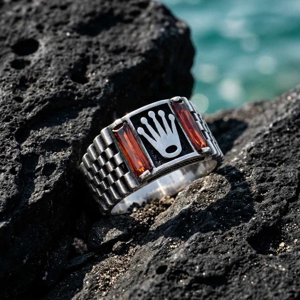 Gümüş Saat Kordonu Tasarımlı Prestij Yüzüğü