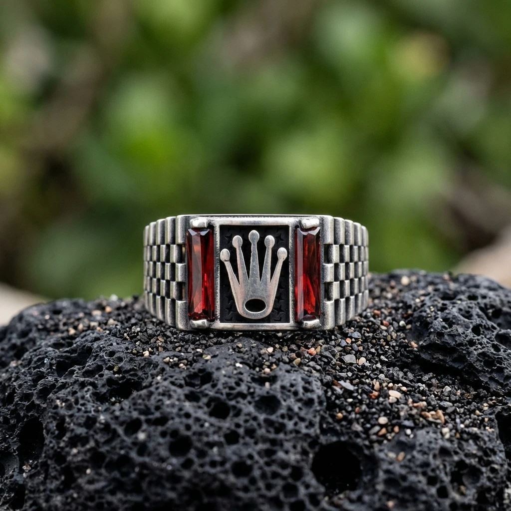 Gümüş Saat Kordonu Tasarımlı Prestij Yüzüğü