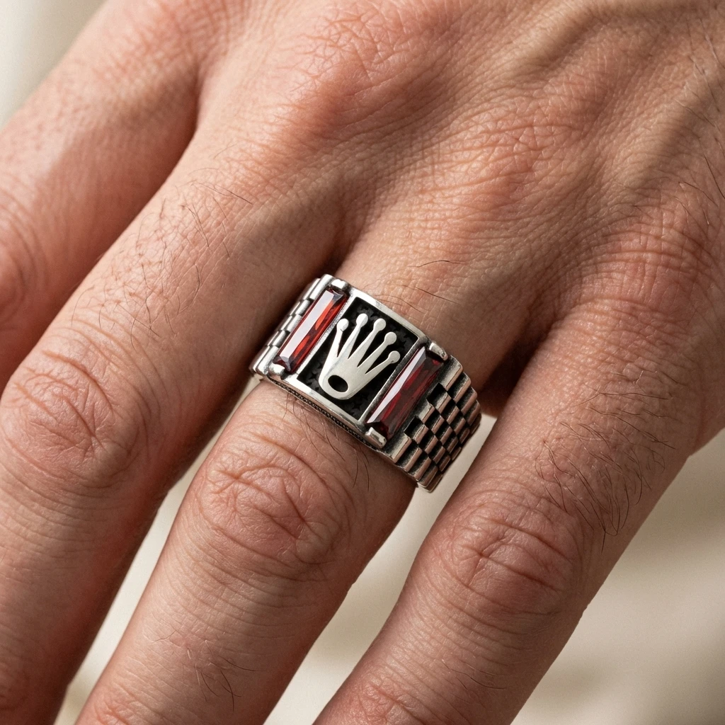 Gümüş Saat Kordonu Tasarımlı Prestij Yüzüğü