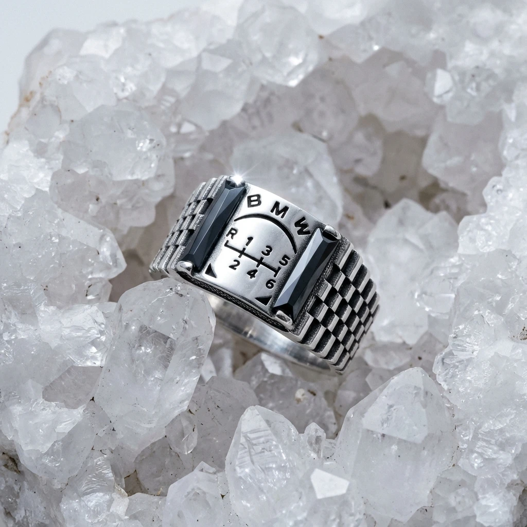 BMW Vites Tasarımlı ve Saat Kordonu Desenli Yüzük