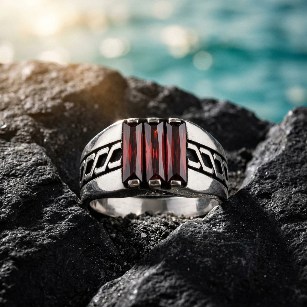 Zincir Desenli Üçlü Baget Yüzük