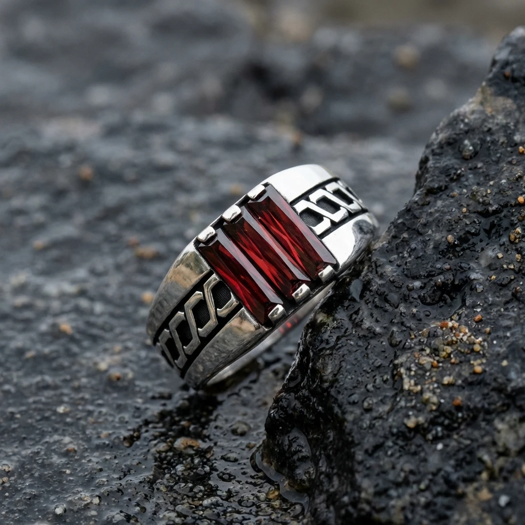 Zincir Desenli Üçlü Baget Yüzük