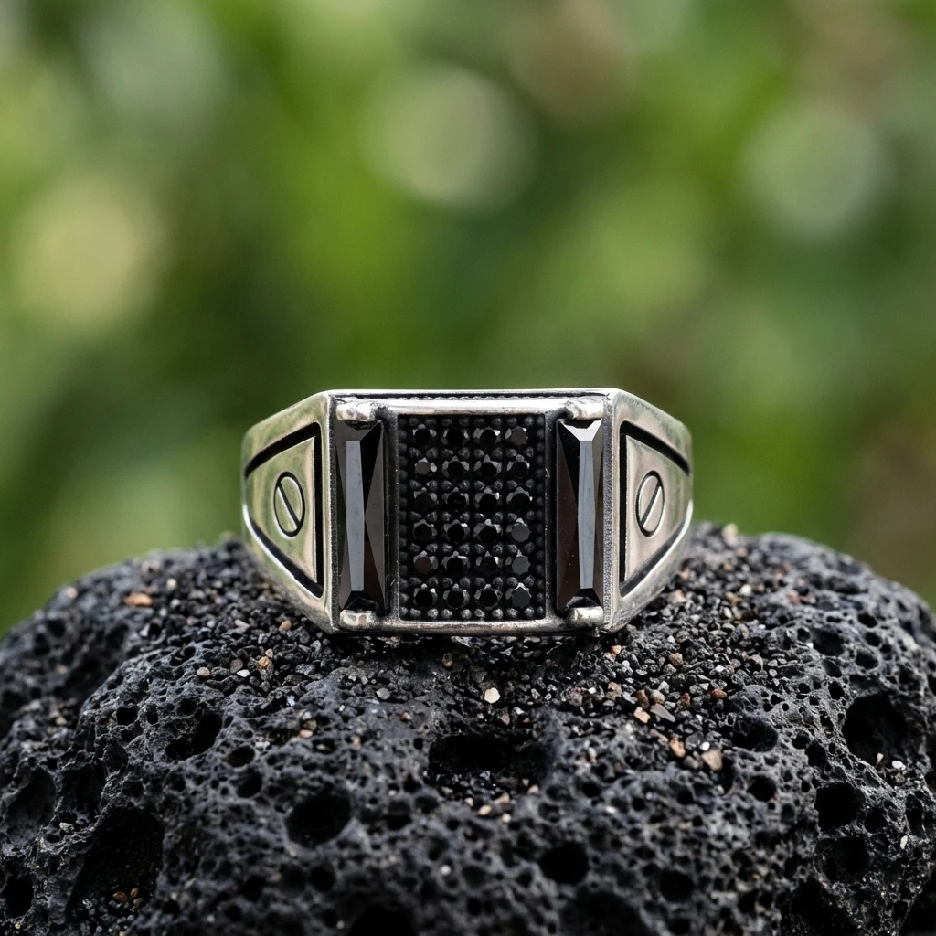 Kare Kesim Gümüş Yüzük