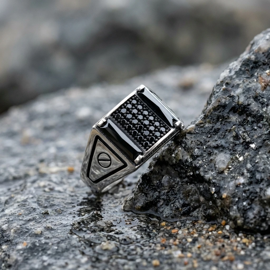 Kare Kesim Gümüş Yüzük