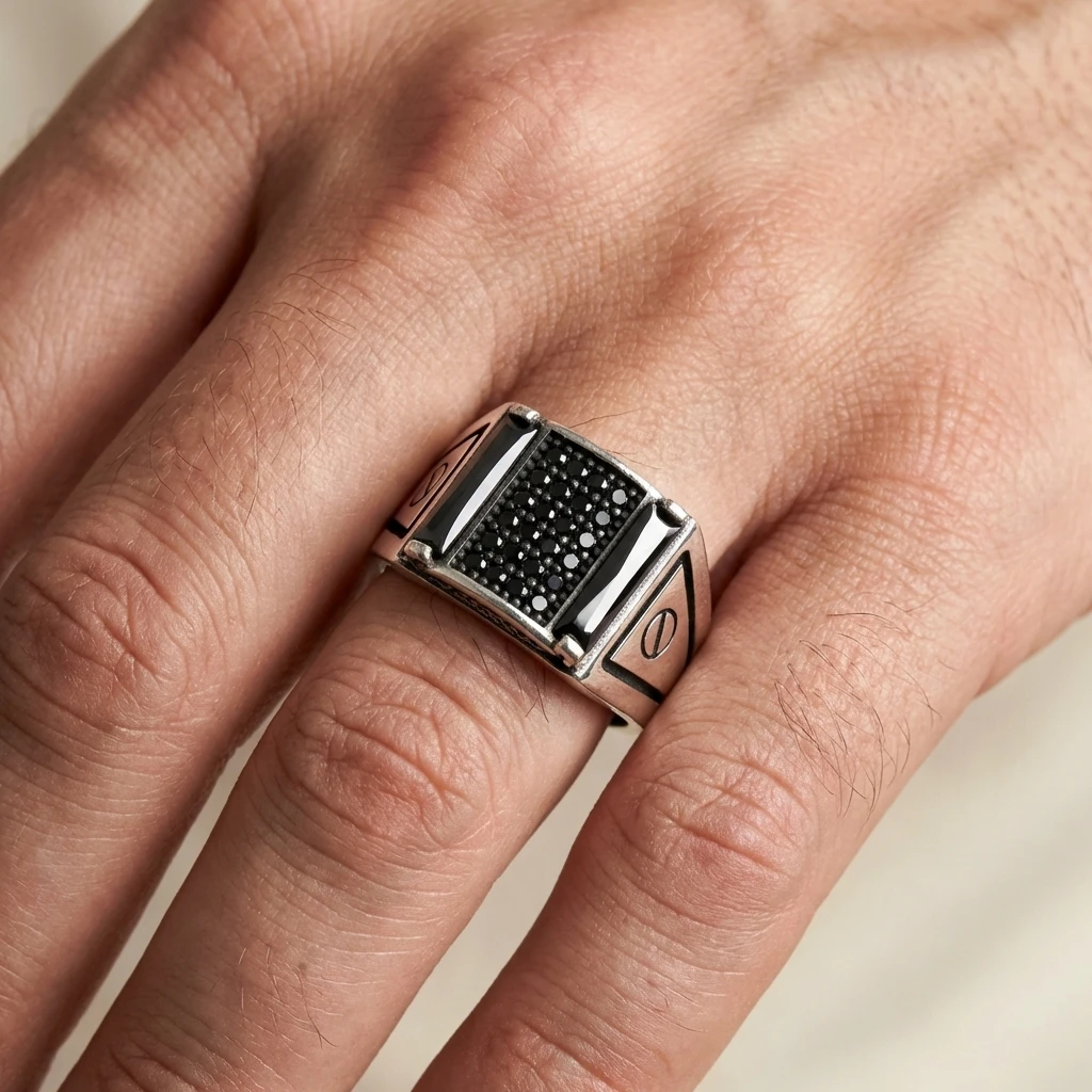 Kare Kesim Gümüş Yüzük