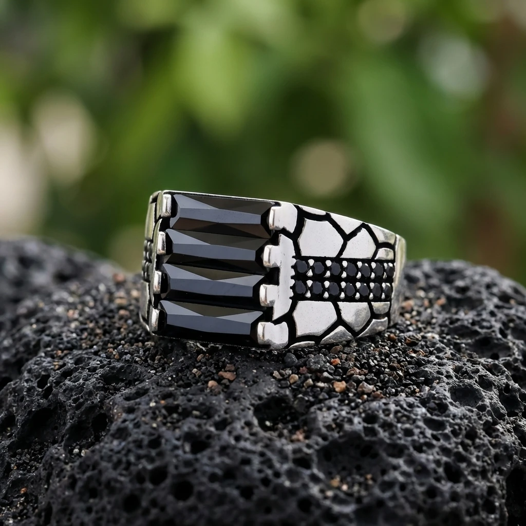 Baget Taş Kordon Tasarımlı Gümüş Yüzük (Kopya)