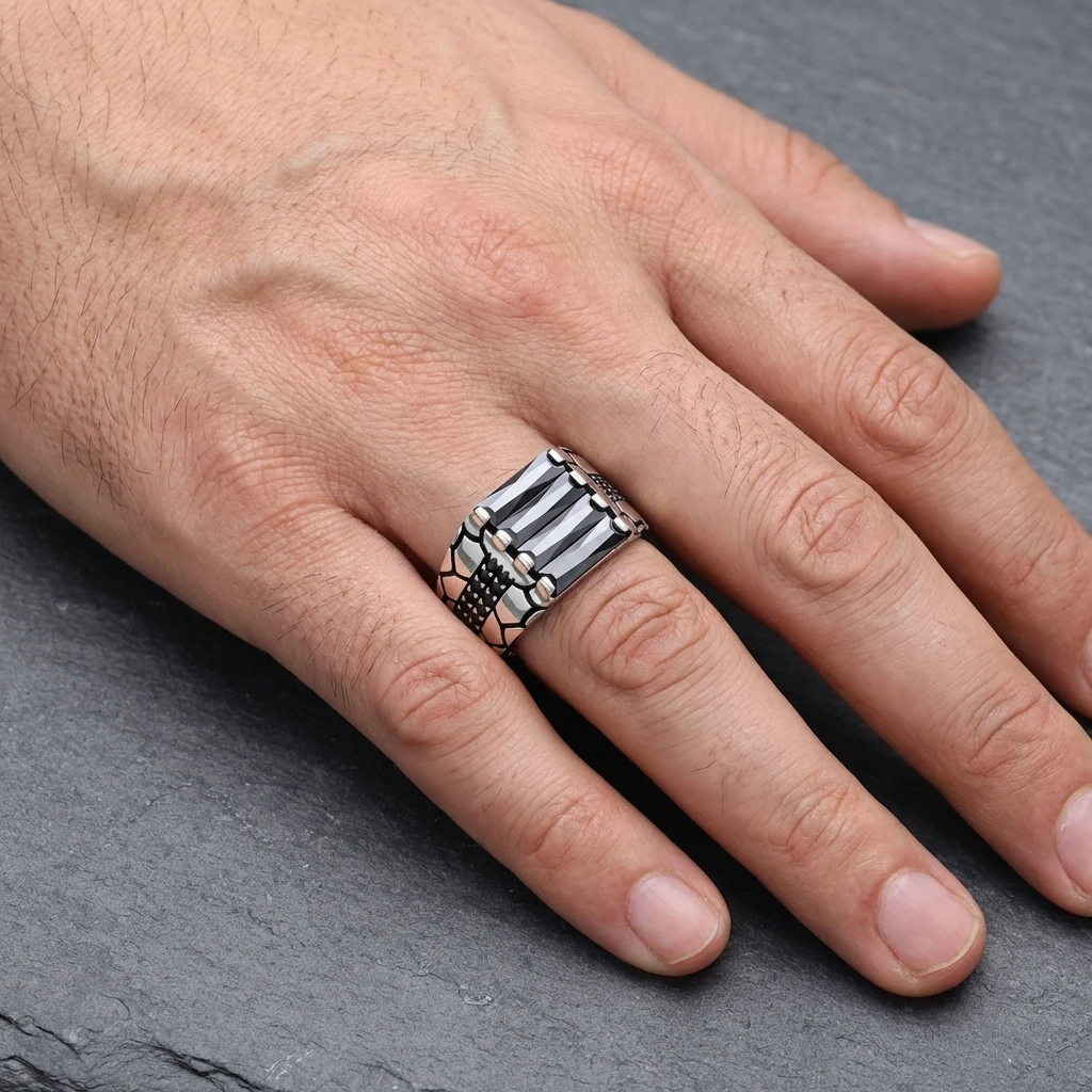 Baget Taş Kordon Tasarımlı Gümüş Yüzük (Kopya)