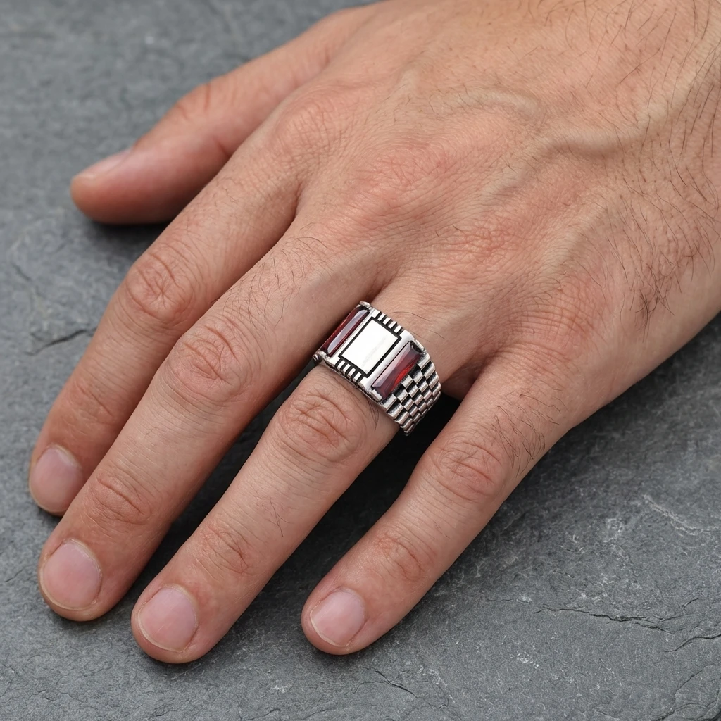 Baget Taş Kordon Tasarımlı Gümüş Yüzük