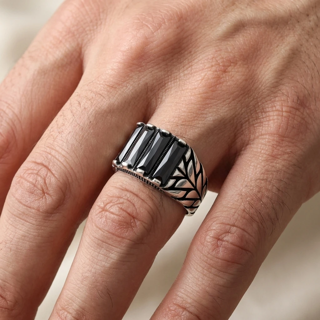 Baget Taş Özel Tasarımlı Gümüş Yüzük