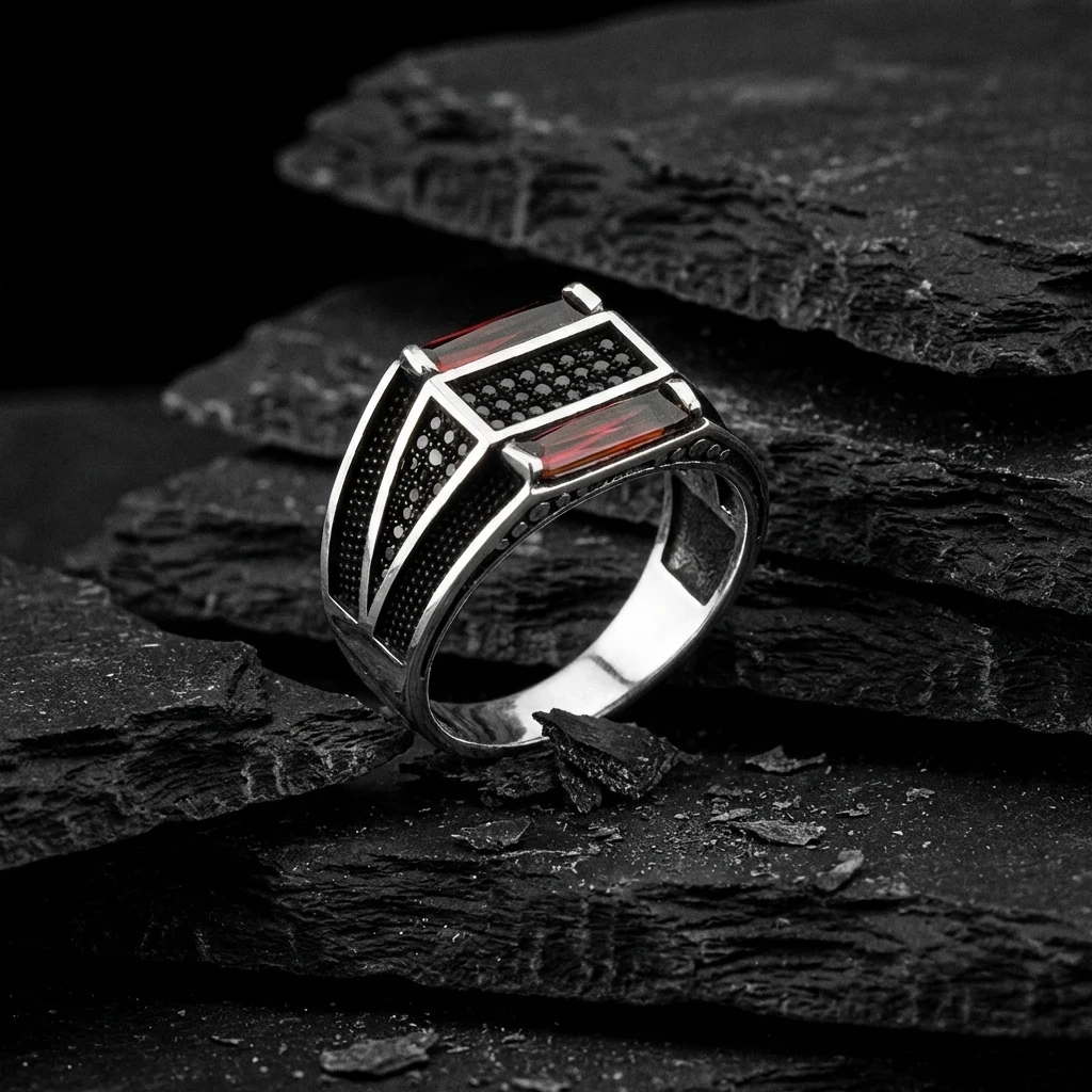 Mikro Taşlı Gümüş Yüzük