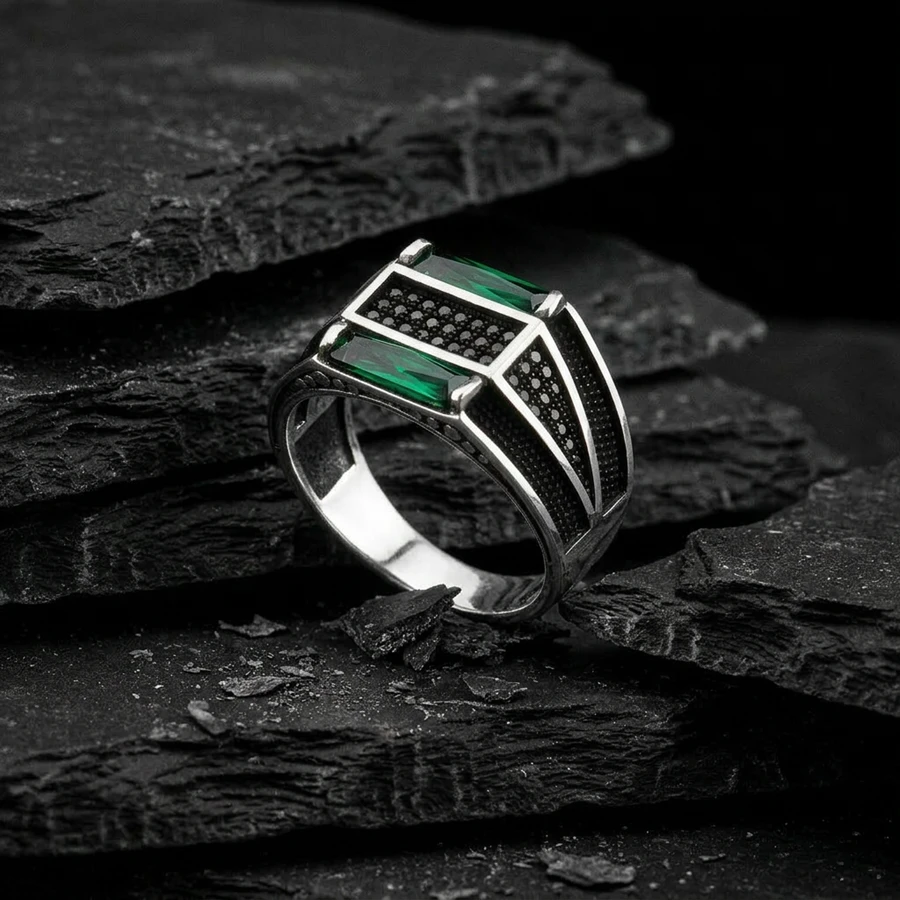 Mikro Taşlı Gümüş Yüzük