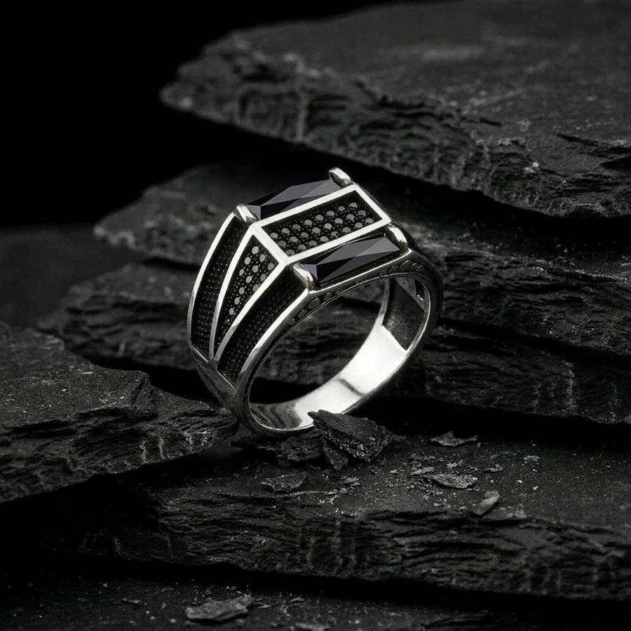 Mikro Taşlı Gümüş Yüzük