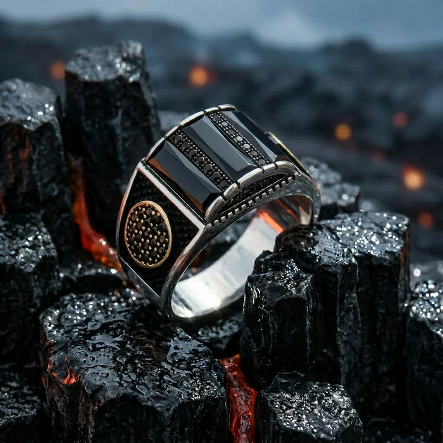 Üçlü Baget Taşlı Gümüş Yüzük