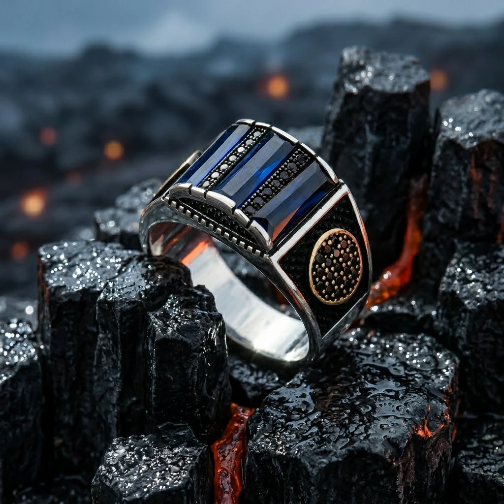 Üçlü Baget Taşlı Gümüş Yüzük